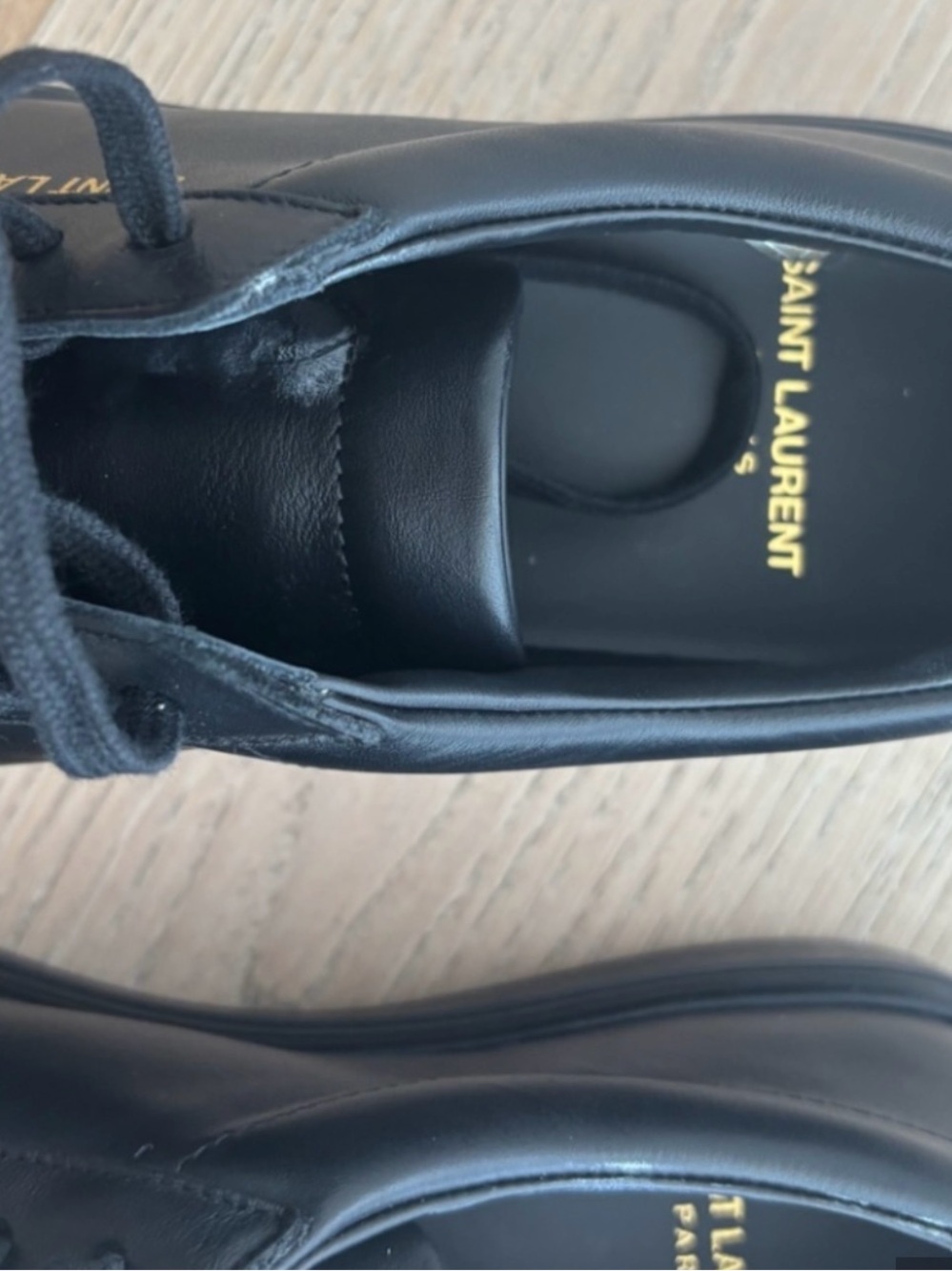 Saint Laurent | Black Leather Andy Low-Top Lace-Up Sneakers Shoes Women’s - Picture 3 of 9